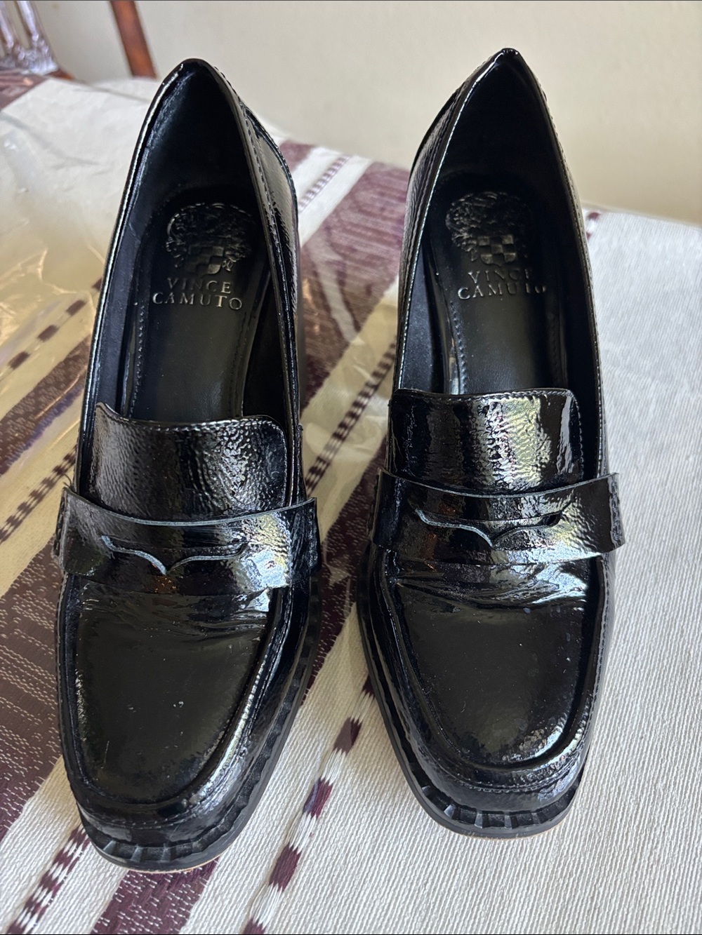Vince Camuto Black Patent Penny Loafers